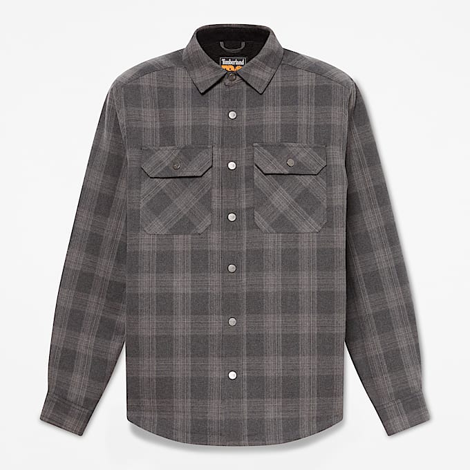 Mens Timberland PRO FleeceLined Yukon Flannel Shirt Jacket TBL BlackCharcoal Grey Heather HERO