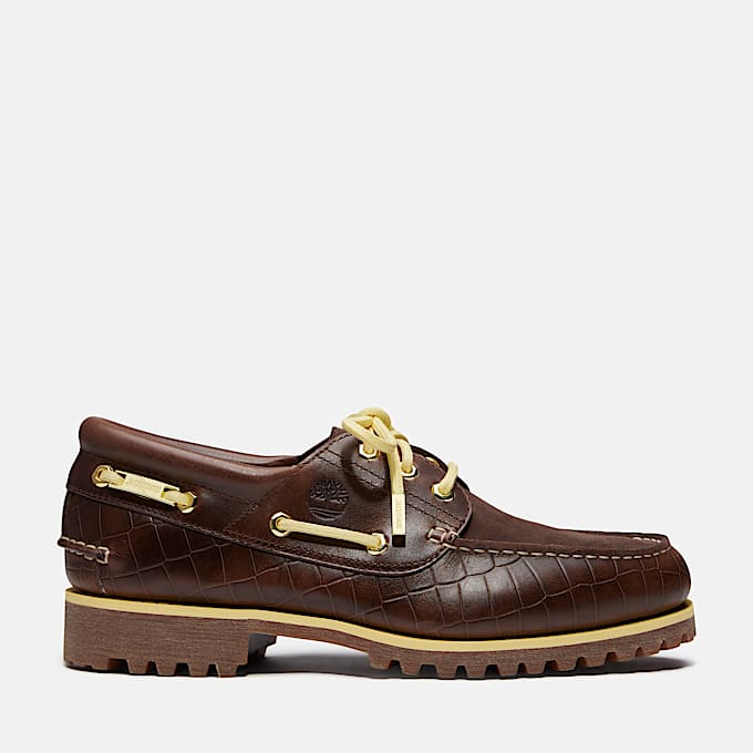 Timberland x Jacquemus Authentic Boat Shoe TBL Dark Brown Croc Embossed HERO