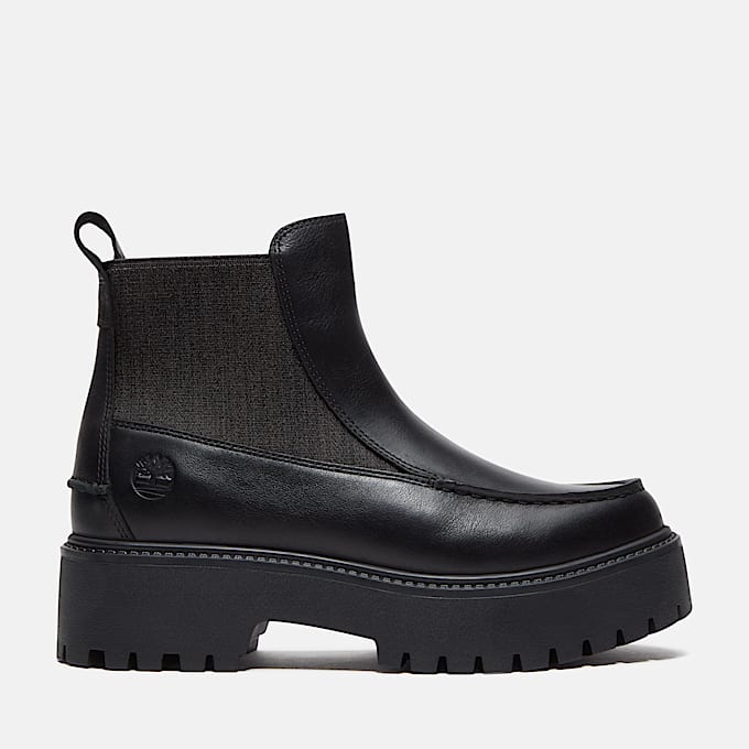 Womens Stone Street Platform Chelsea Boot TBL Black FullGrain HERO