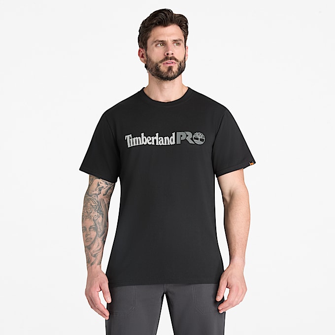 Mens Timberland PRO Logo ShortSleeve TShirt TBL Jet Black ALT1