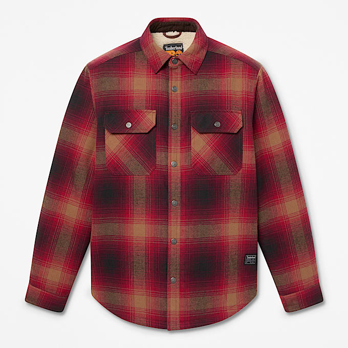 Mens Timberland PRO FleeceLined Yukon Flannel Shirt Jacket TBL Burgundy HERO