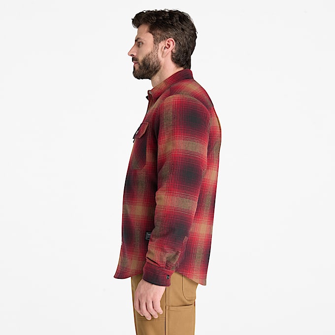 Mens Timberland PRO FleeceLined Yukon Flannel Shirt Jacket TBL Burgundy ALT7