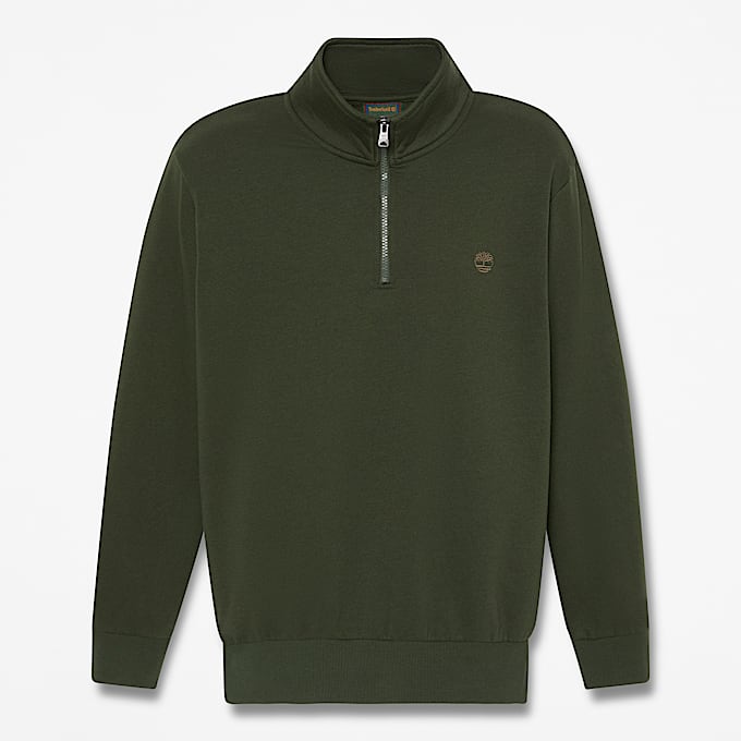 Mens Oyster River QuarterZip Sweatshirt TBL Dark Green HERO