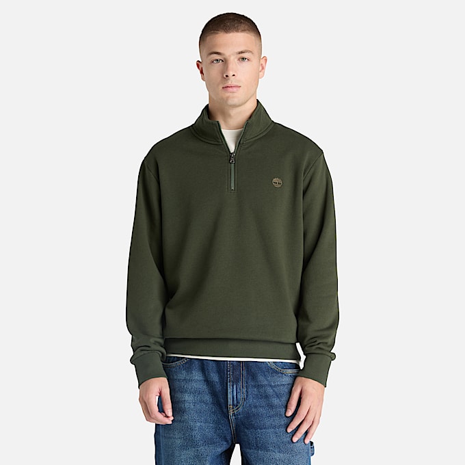 Sudadera con cierre de un cuarto Oyster River para Hombre TBL Verde oscuro ALT1