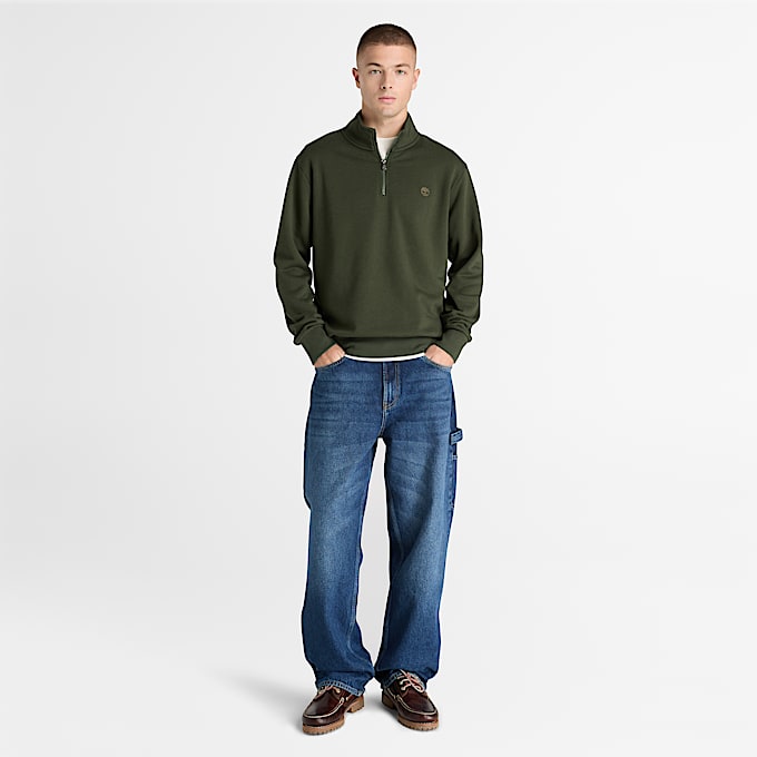Sudadera con cierre de un cuarto Oyster River para Hombre TBL Verde oscuro ALT2