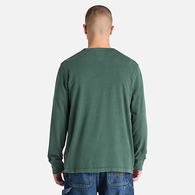 Playera camisea de manga larga South Cabot teida en prenda para hombre TBL Lavado verde azulado oscuro ALT8