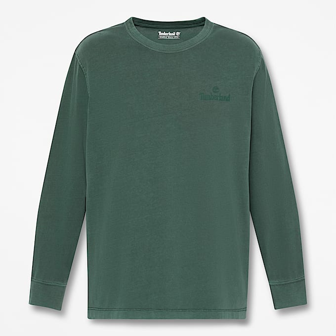 Playera camisea de manga larga South Cabot teida en prenda para hombre TBL Lavado verde azulado oscuro HERO