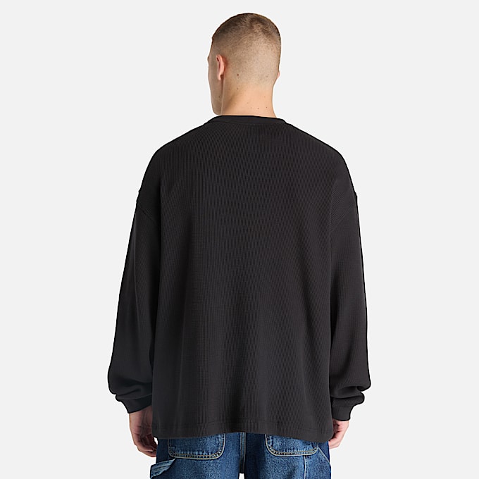 Mens Heavyweight LongSleeve Waffle TShirt TBL Black ALT8