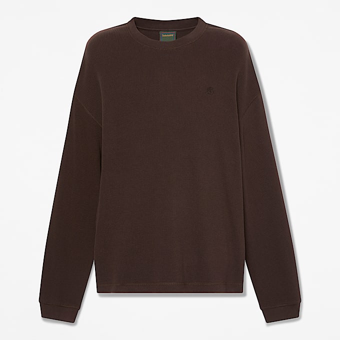 Mens Heavyweight LongSleeve Waffle TShirt TBL Dark Brown HERO