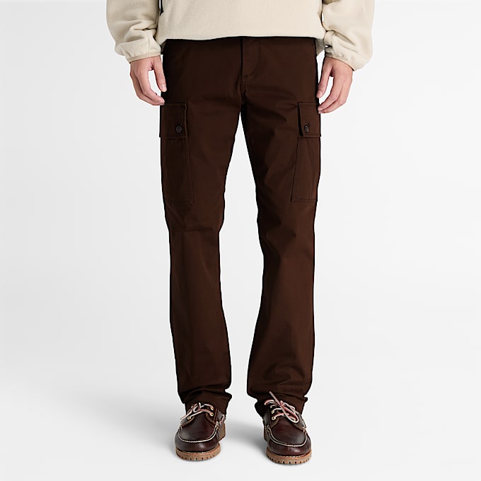 Pantalon cargo en serg pour hommes TBL Brun fonc ALT1