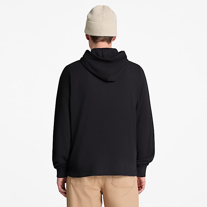 Mens Wharf River Waffle Hoodie TBL Black ALT8