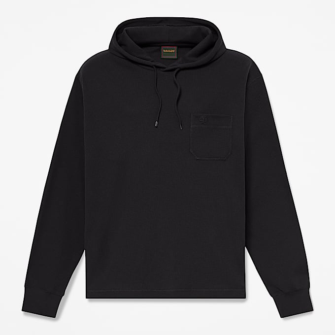 Mens Wharf River Waffle Hoodie TBL Black HERO