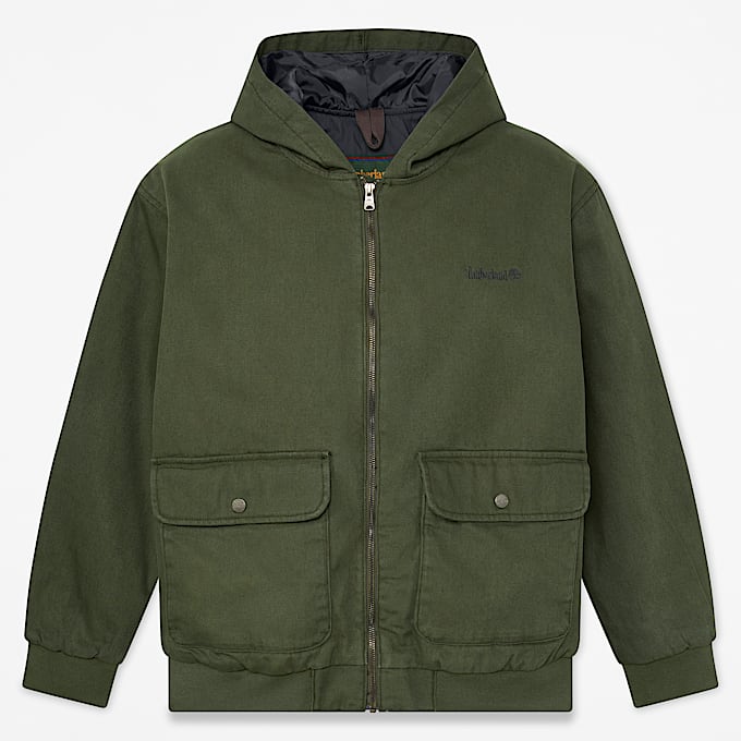 Mens Insulated Canvas Bomber TBL Dark Green HERO