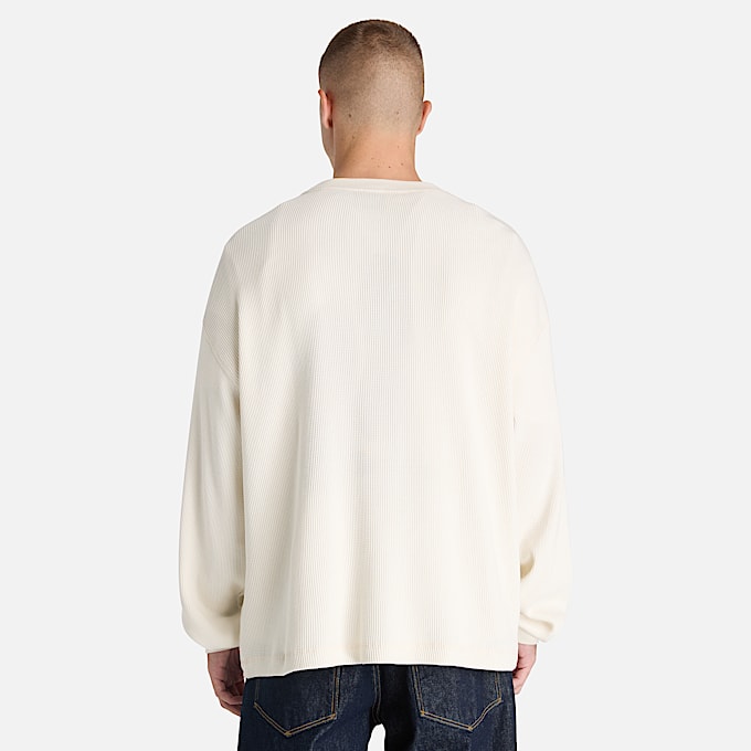 Mens Heavyweight LongSleeve Waffle TShirt TBL Vintage White ALT8