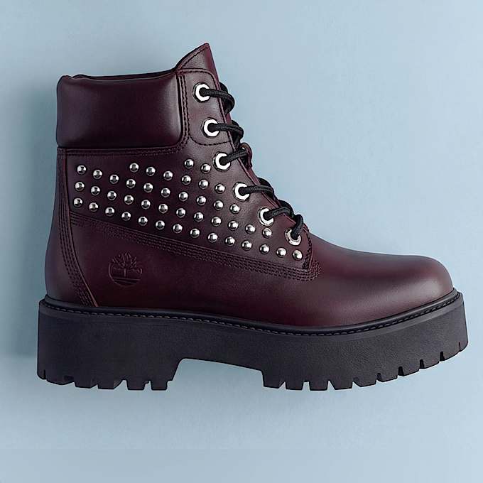 Womens Stone Street Platform 6Inch Boot TBL Burgundy FullGrain With Studs ALTA