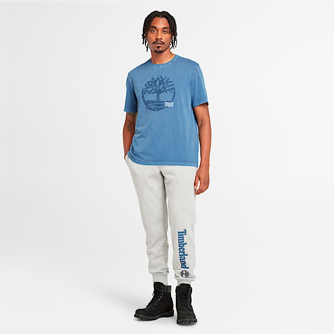 T-shirt teint en pièce avec logo pour hommes