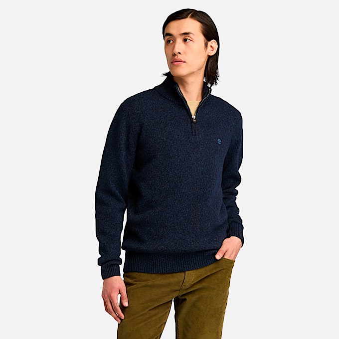 Men's Twisted Yarn Quarter-Zip Sweater - 1