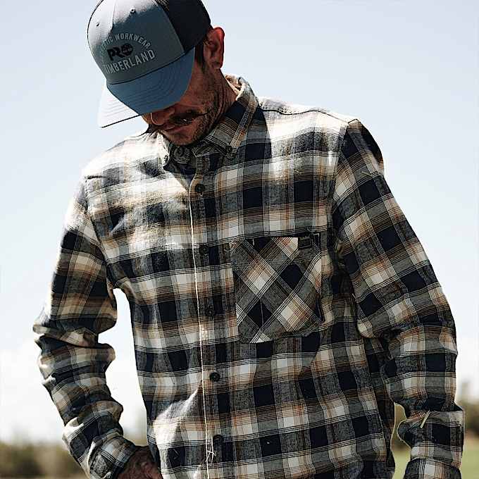 Men's Timberland PRO® Woodfort Lightweight Flannel Flex Shirt