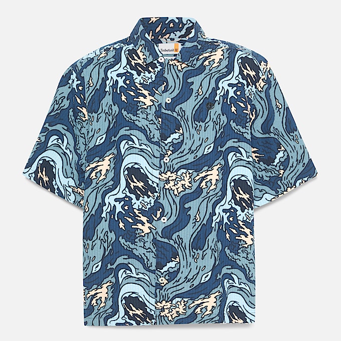 Chemise Seersucker à col cavalier pour hommes