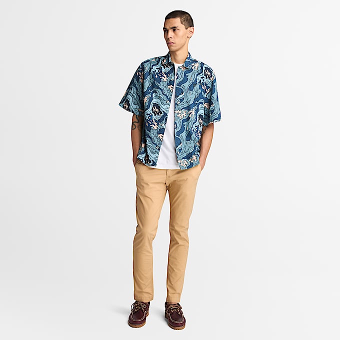 Chemise Seersucker à col cavalier pour hommes
