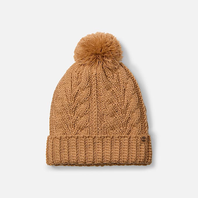 Women's Cable Beanie with Pom - 1