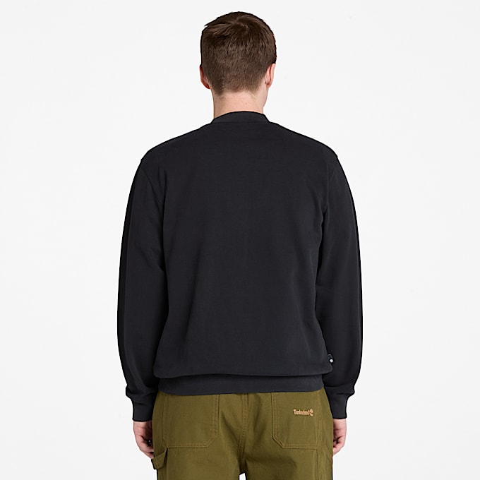 Men's Leather Badge Crewneck Sweatshirt