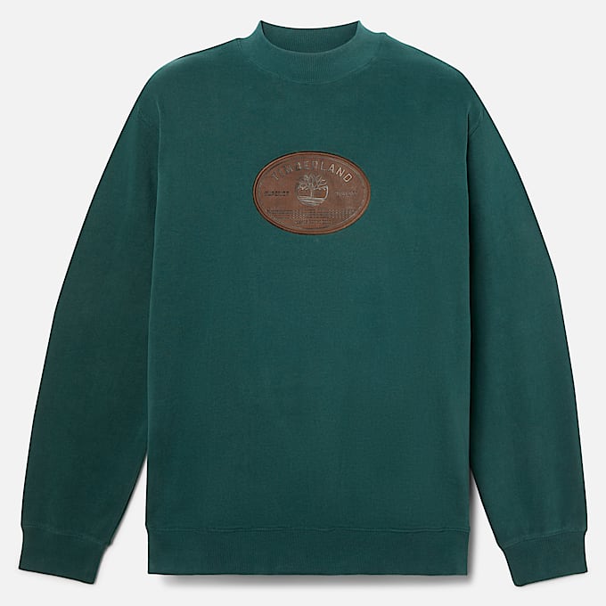 Men's Leather Badge Crewneck Sweatshirt