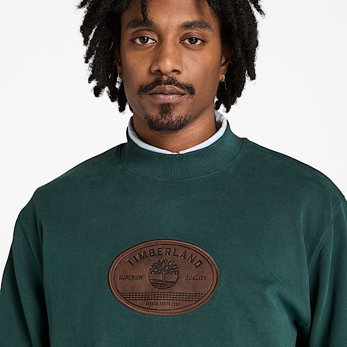 Men's Leather Badge Crewneck Sweatshirt