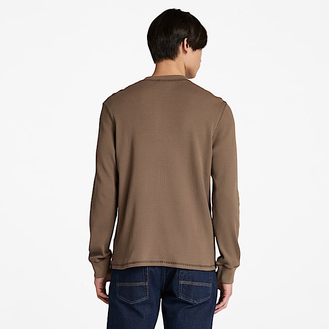 Men's Wharf River Waffle Henley Long-Sleeve Polo Shirt