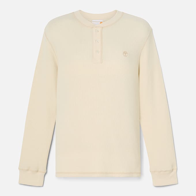 Men's Wharf River Waffle Henley Long-Sleeve Polo Shirt
