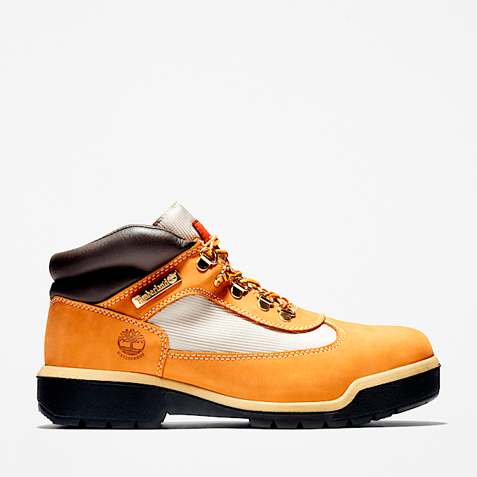 Navy blue and red timberland field boots deals