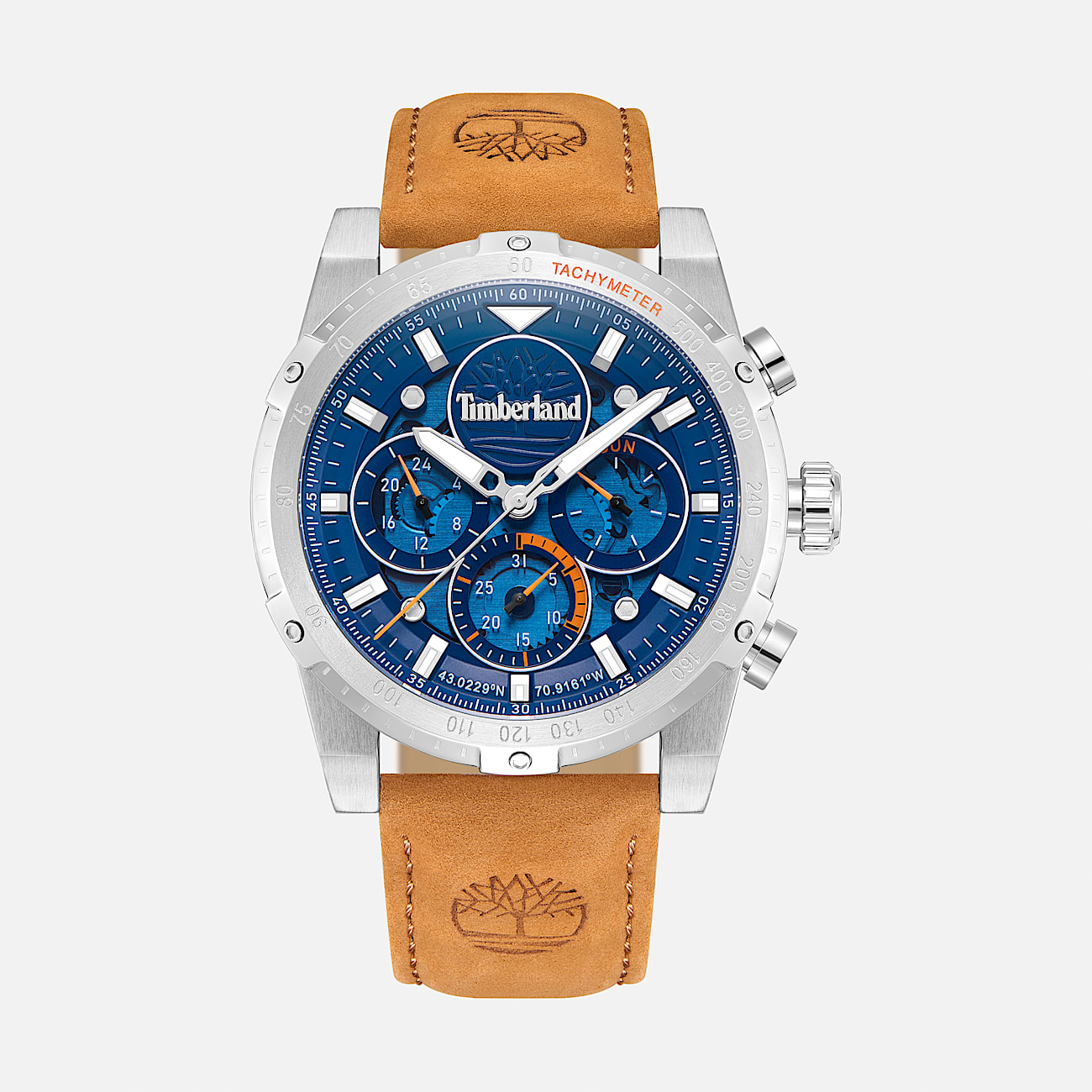 Mens Sherbrook Watch TBL Blue FaceWheat Strap HERO