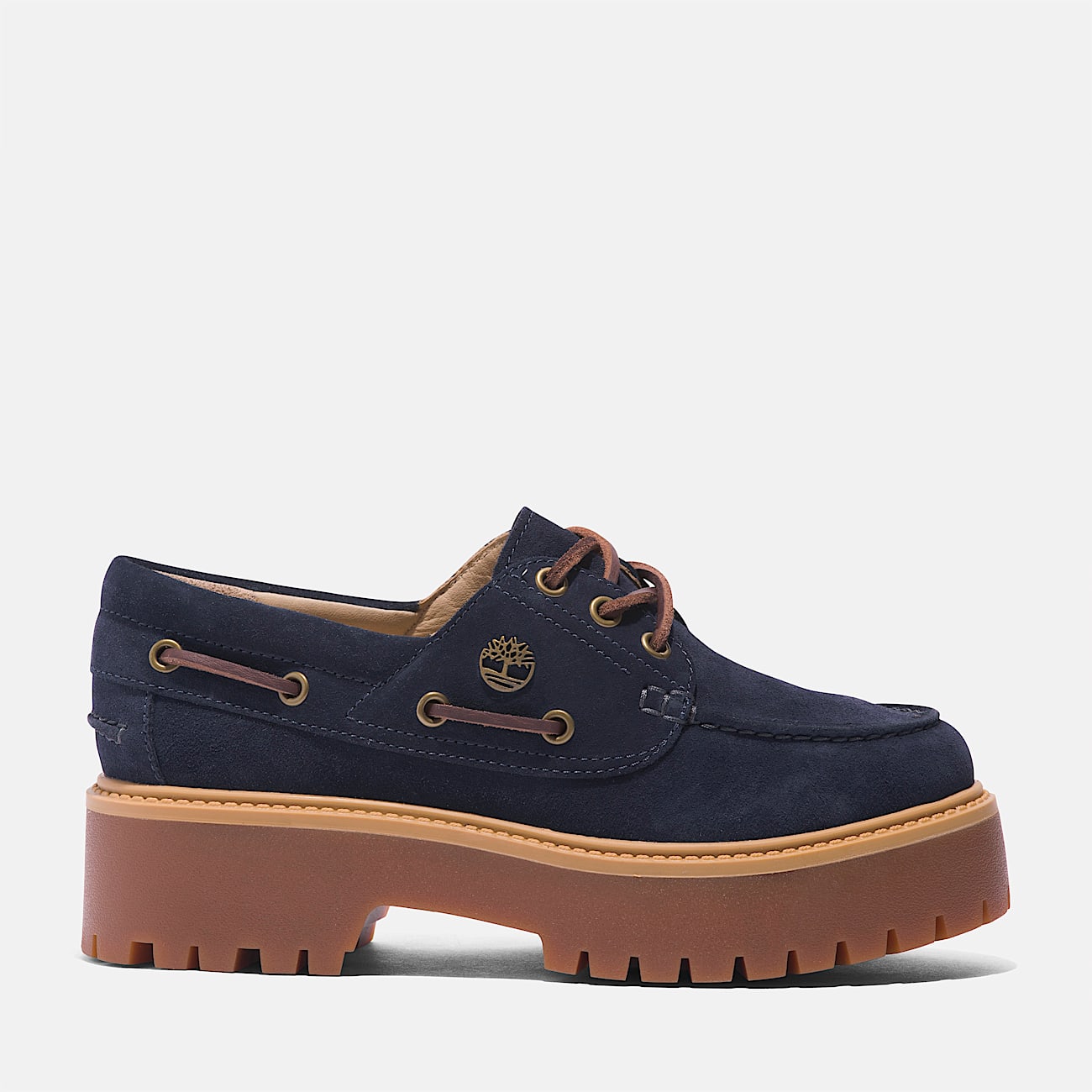 Womens Timberland CF Stead Indigo Suede Stone Street Platform Boat Shoe TBL Dark Blue Suede HERO