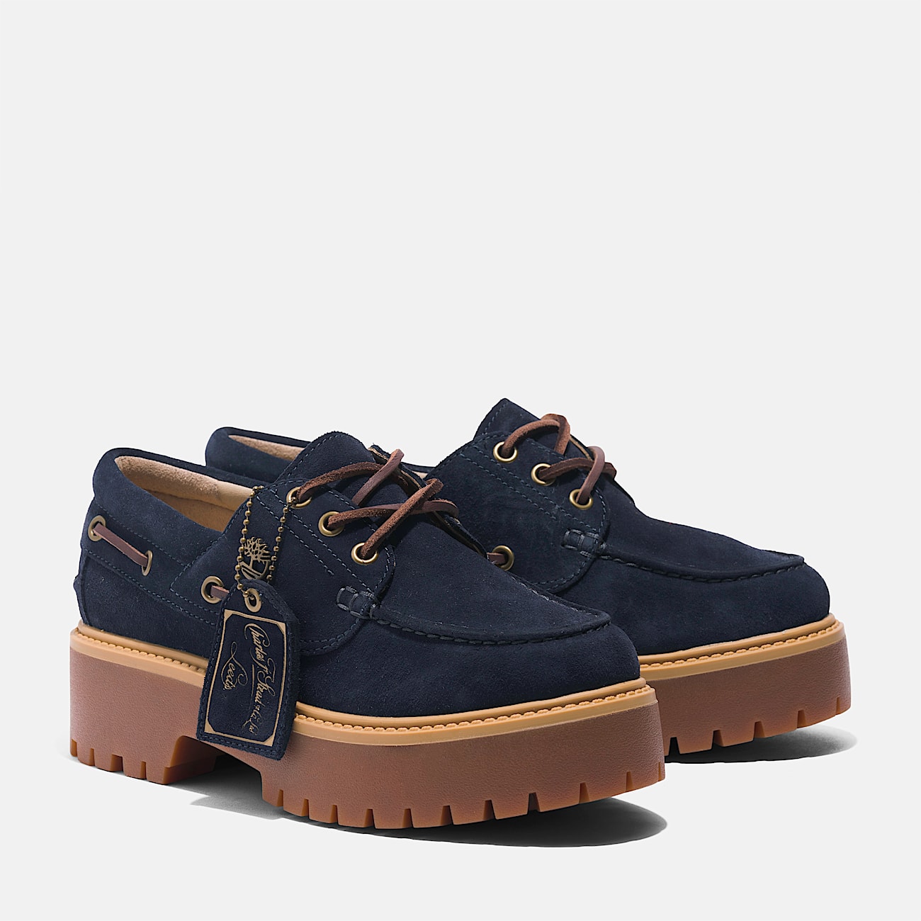 Womens Timberland CF Stead Indigo Suede Stone Street Platform Boat Shoe TBL Dark Blue Suede ALT4