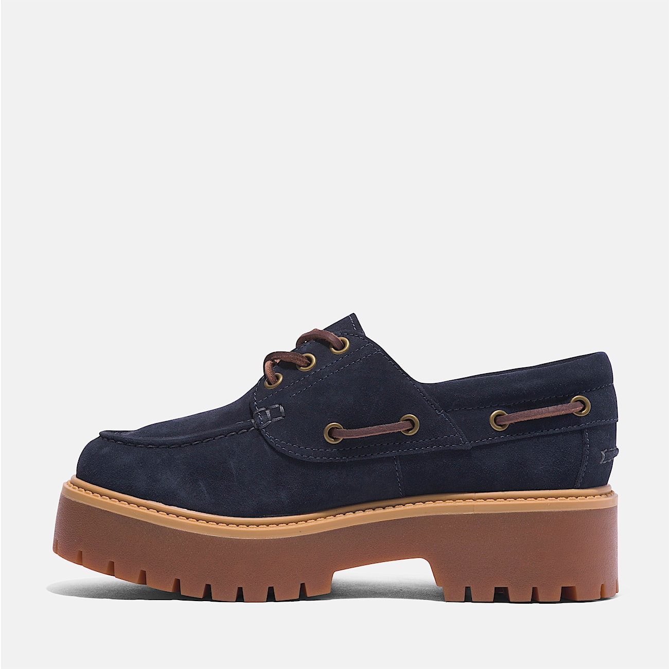 Womens Timberland CF Stead Indigo Suede Stone Street Platform Boat Shoe TBL Dark Blue Suede ALT6