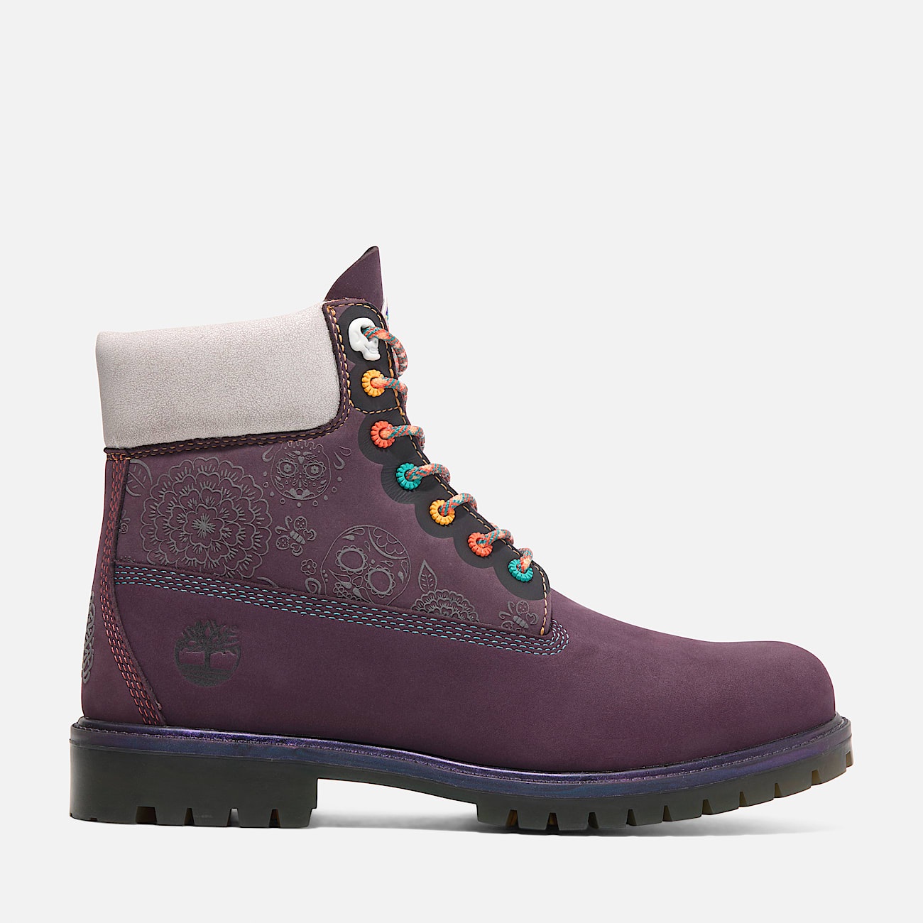 Mens Timberland Dia de Muertos 6Inch Waterproof Boot TBL Dark Purple Nubuck HERO