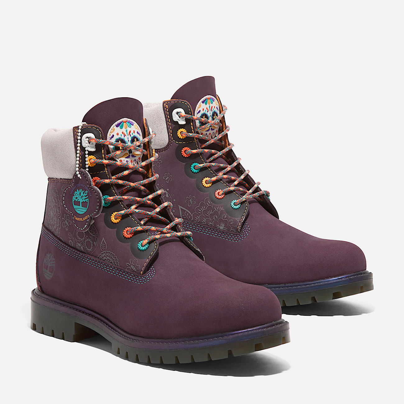 Mens Timberland Dia de Muertos 6Inch Waterproof Boot TBL Dark Purple Nubuck ALT4