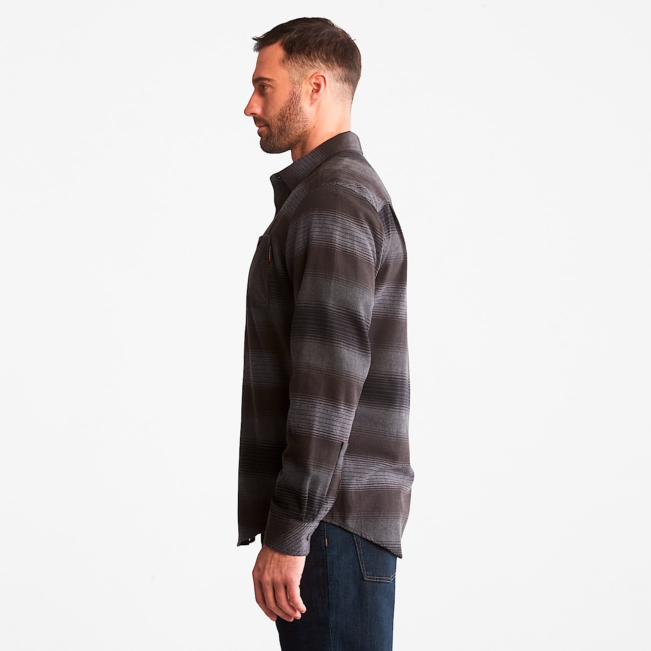 Mens Woodfort Midweight Flannel Work Shirt TBL Black Stripe ALT3