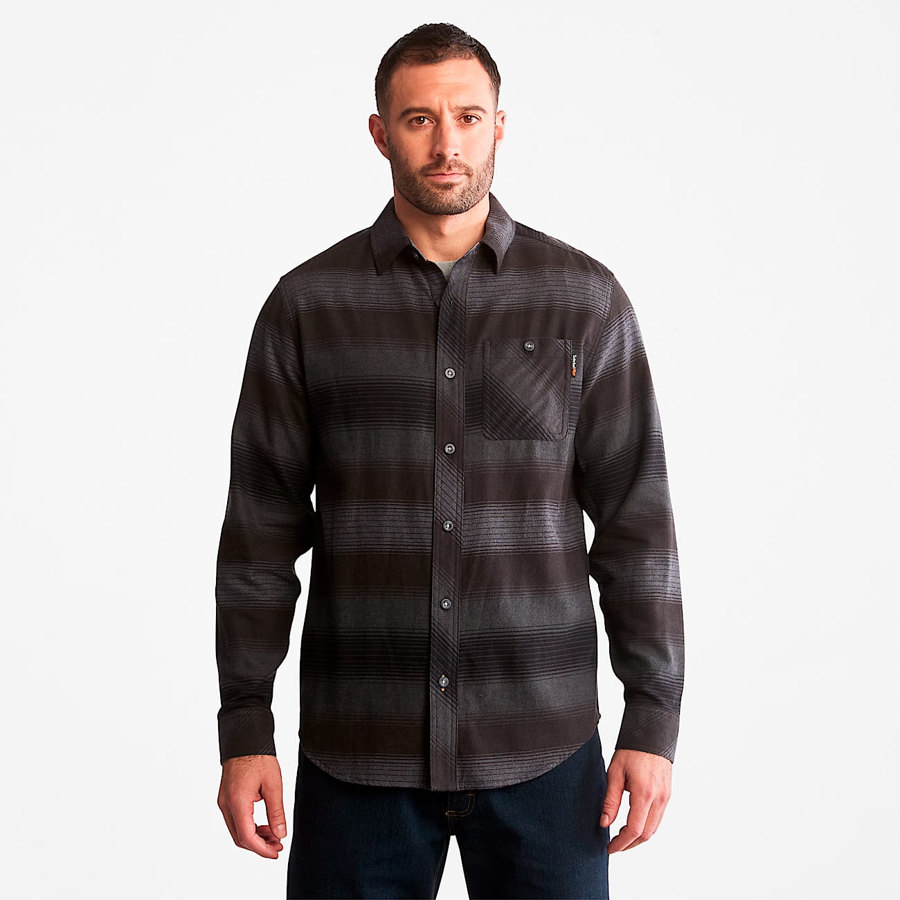 Mens Woodfort Midweight Flannel Work Shirt TBL Black Stripe HERO