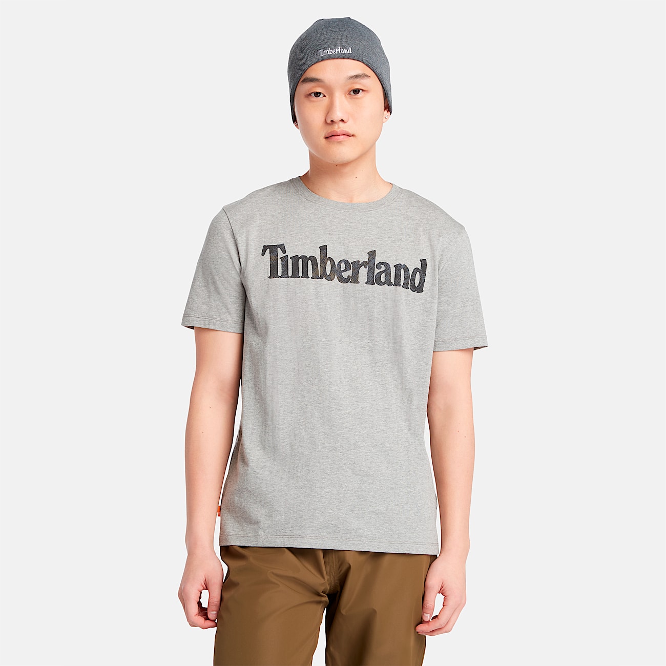 Mens Short Sleeve Seasonal Camo Linear Logo TShirt TBL Medium Grey Heather HERO