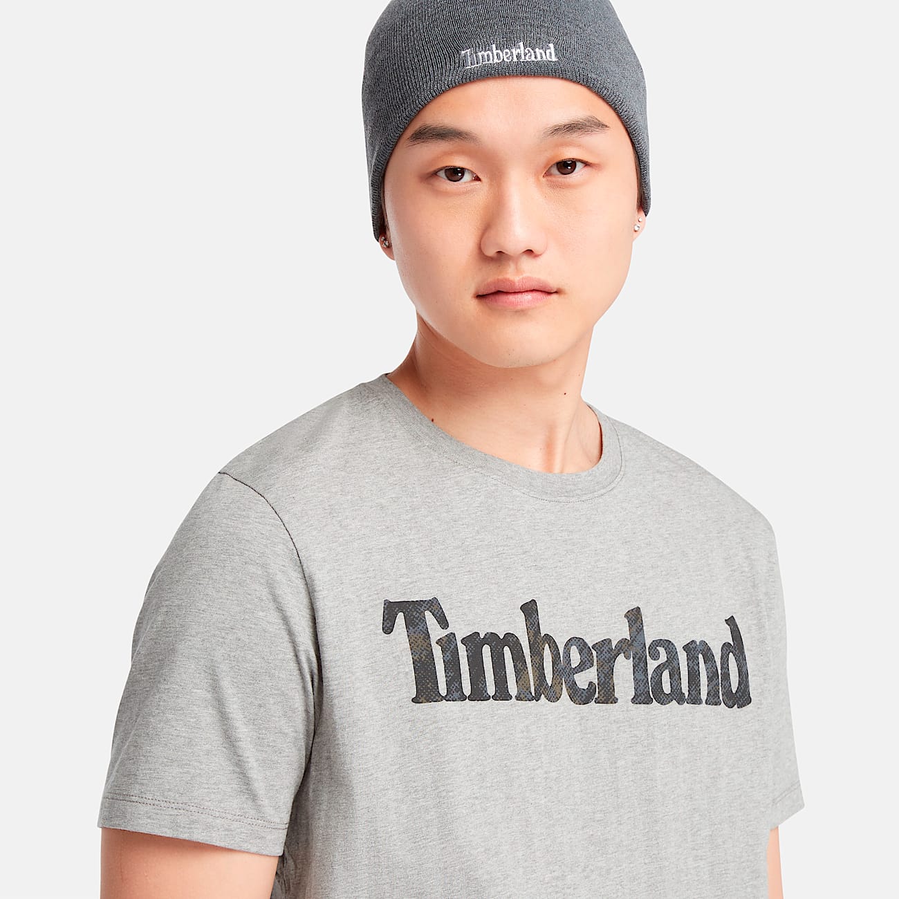 Mens Short Sleeve Seasonal Camo Linear Logo TShirt TBL Medium Grey Heather ALT2