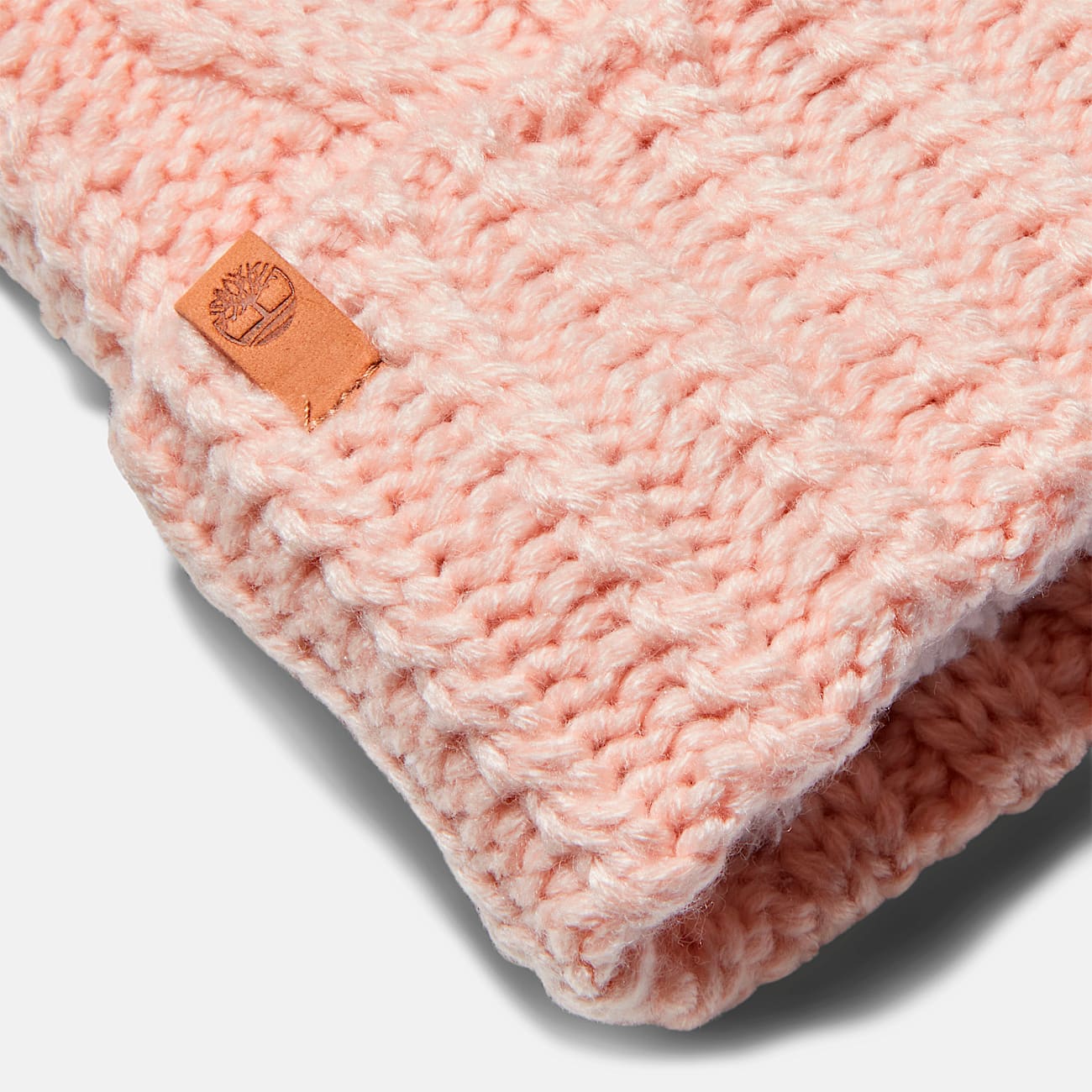 Womens Autumn Woods Cable Beanie with Pom TBL Cameo Rose ALT1