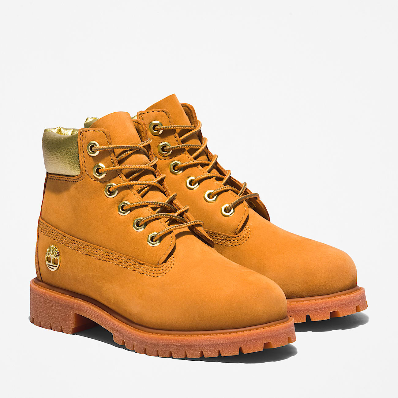 Youth Timberland Premium 6Inch Waterproof Boots TBL Wheat NubuckGold ALT4