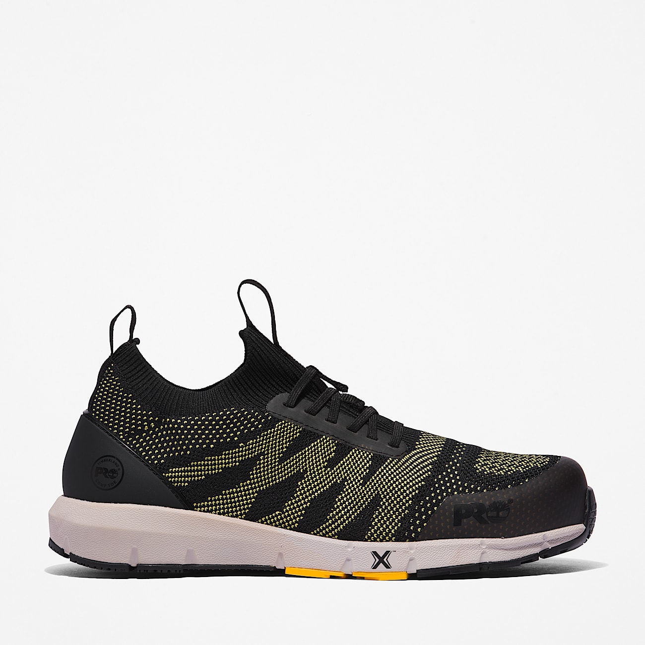 Mens Timberland PRO Radius Knit CompToe SlipOn Work Sneaker TBL BlackYellow HERO