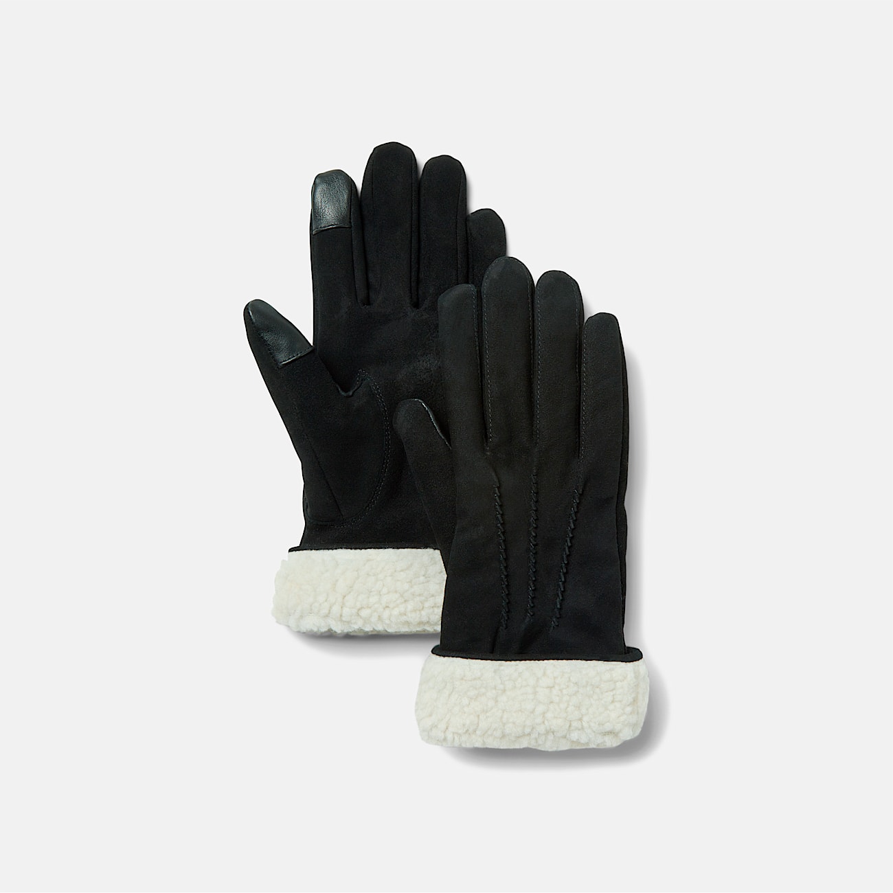 Womens Leather Gloves with Fleece Cuffs TBL Black HERO