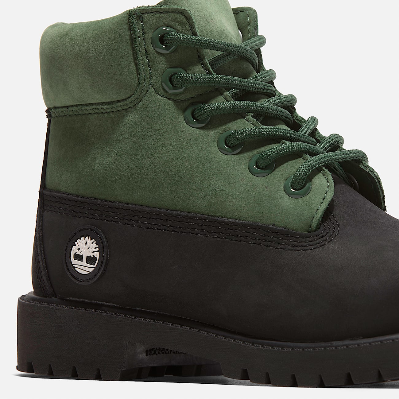 Junior Timberland Premium 6Inch LaceUp Waterproof Boot TBL Black NubuckDark Green ALT7