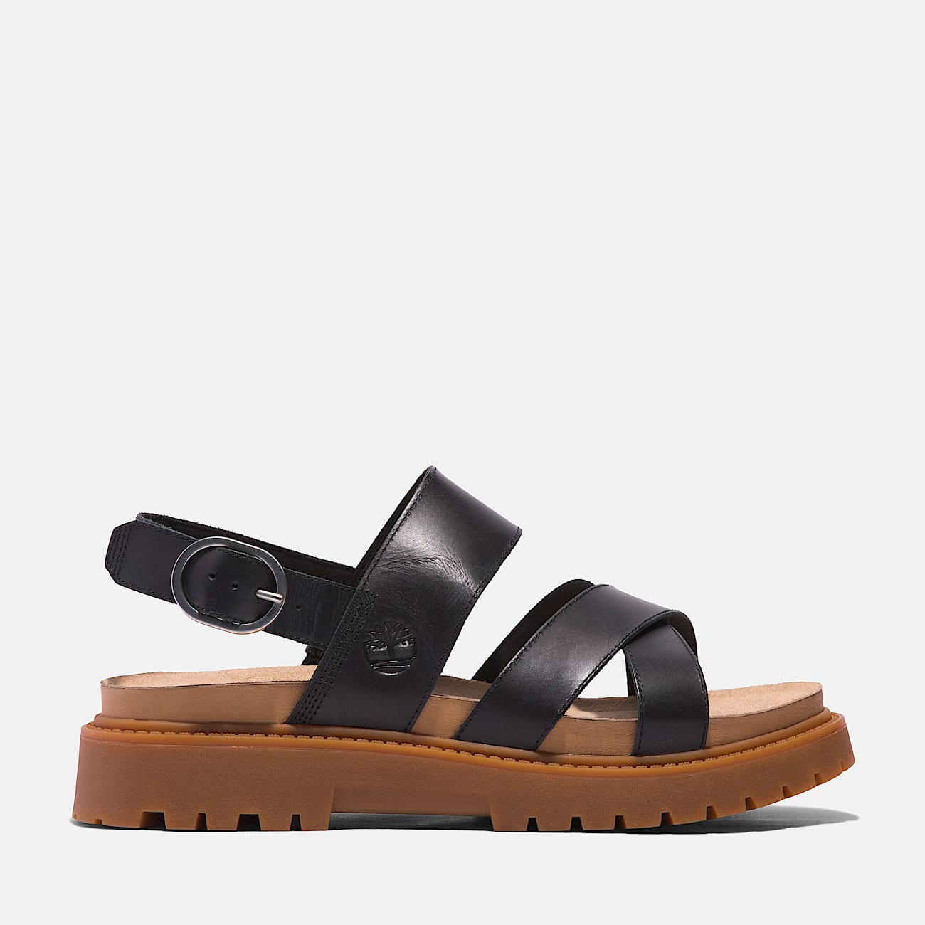 Sandale Clairemont Way  lanires croises TBL Cuir pleine fleur noir HERO