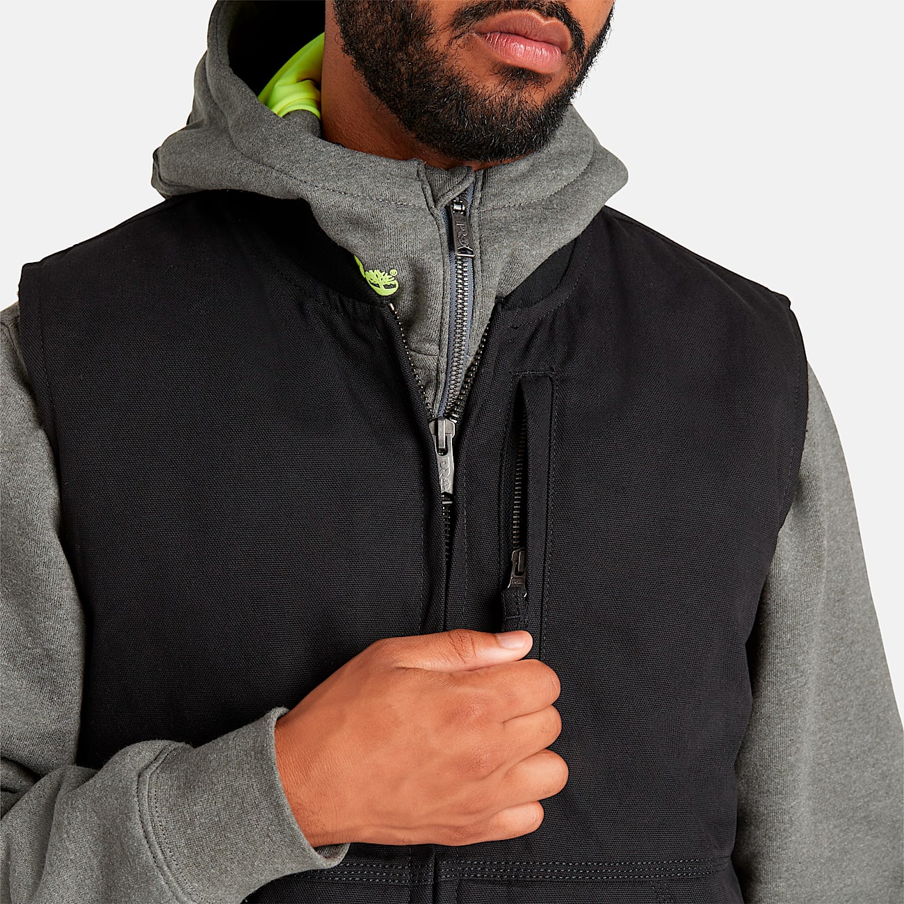 Mens Timberland PRO Gritman FleeceLined Canvas Vest TBL Jet Black ALT4