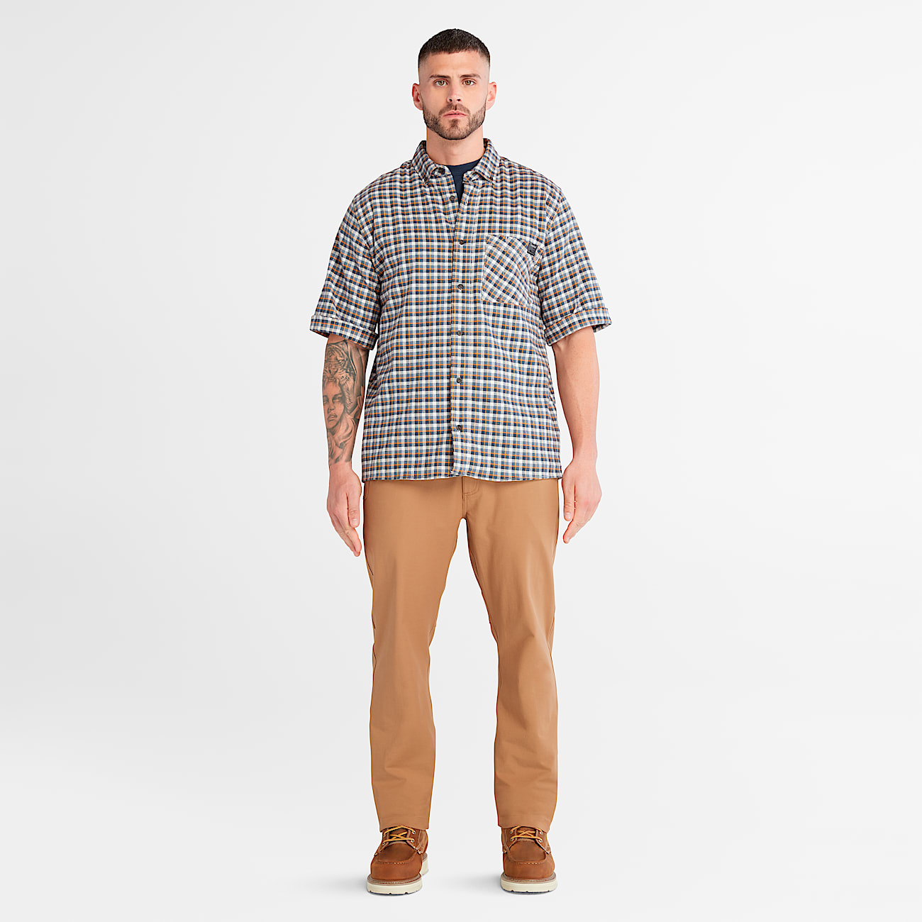 Mens Timberland PRO Woodfort Lightweight Flannel Flex Shirt TBL Black Iris ALT1