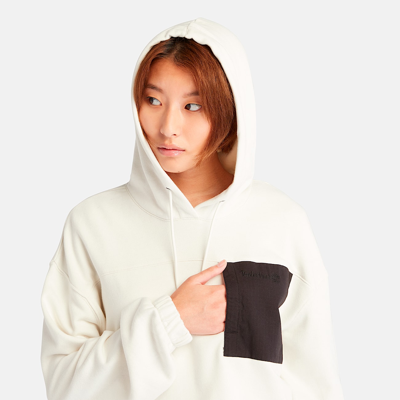 Hoodie MixedMedia para mujer TBL Blanco vintage ALT2